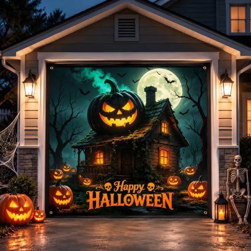 GORDITA 7′ x 8′ Happy Halloween Pumpkin Garage Door Cover Banner starting at $8.49
